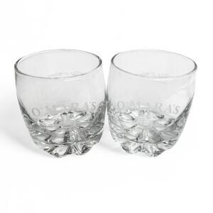 O'Maras Whiskey Glasses Set of 2 Irish Country Cream Etched Rippled Bottom